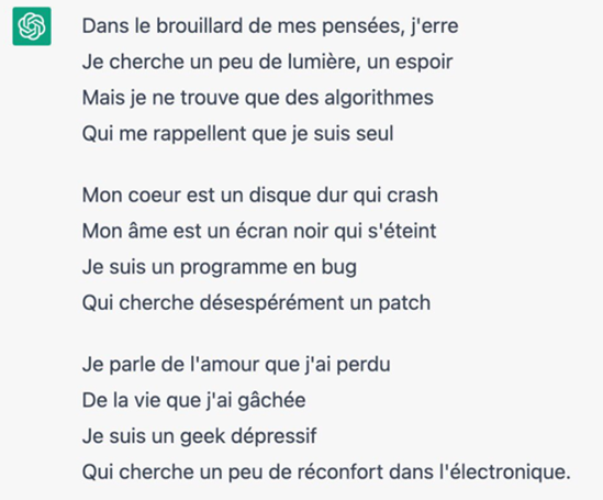 ChatGPT : la rédaction d’un texte de rap sur la déprime virtuelle 